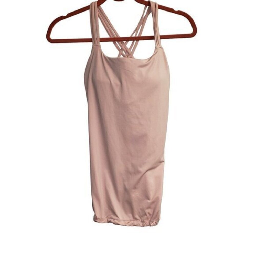 Athleta Workout Exercises Top Women's Size Medium Peach Strappy‎ Padded Bra Cups